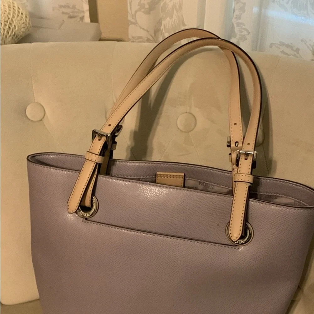 Michael Kors Lavender Leather Tote with Tan Straps - Picture 2 of 6